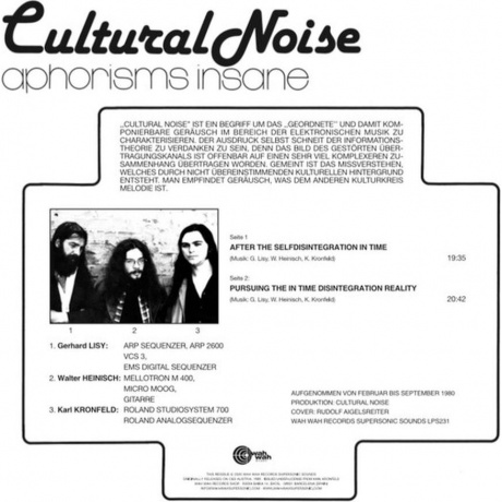 Cultural Noise - Aphorism Insane (4040824089566) виниловая пластинка - фото 2