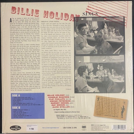 Billie Holiday - Sings (8435723700982) виниловая пластинка - фото 2