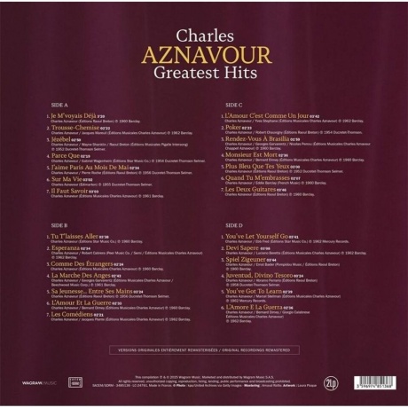 Charles Aznavour - Greatest Hits (3596974851368) виниловая пластинка - фото 2