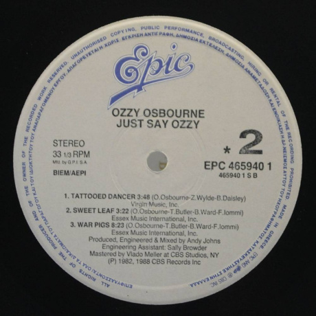Ozzy Osbourne - Just Say Ozzy (190758773919) виниловая пластинка - фото 3