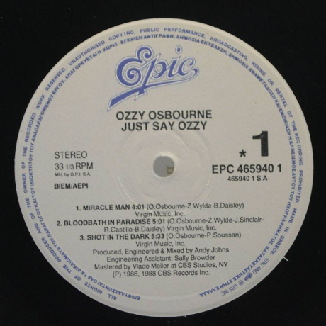Ozzy Osbourne - Just Say Ozzy (190758773919) виниловая пластинка - фото 5