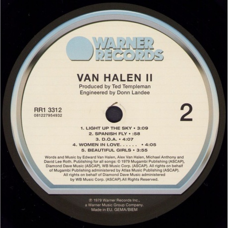 Van Halen - Van Halen II (0081227954932) виниловая пластинка - фото 6