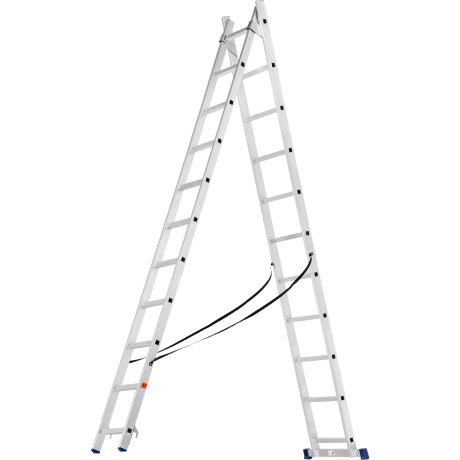 Лестница СИБРТЕХ 97911, 2 х 11 ступеней, алюминиевая, двухсекцио...