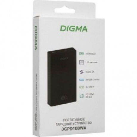 Внешний аккумулятор Digma DGPD100WA,  20000мAч,  черный (dgpd20a100abk) - фото 17
