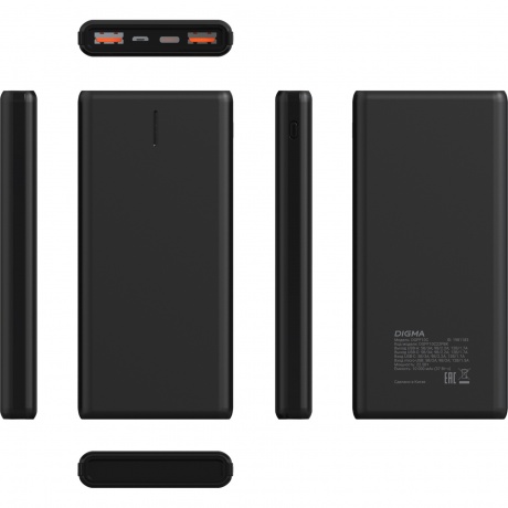 Внешний аккумулятор Digma DGPF10C,  10000мAч,  черный (dgpf10c22pbk) - фото 5