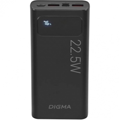 Внешний аккумулятор Digma DGPF20A,  20000мAч,  черный (dgpf20a22pbk) - фото 2