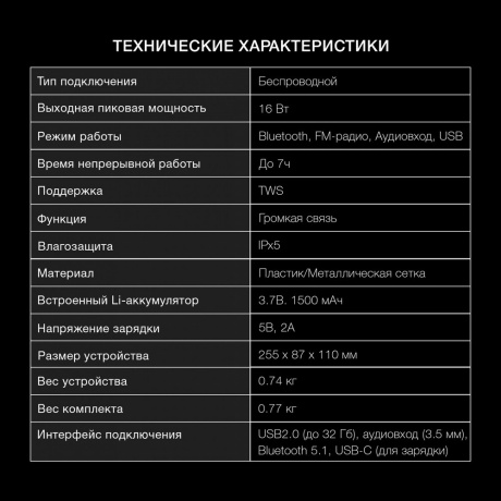 Портативная акустика Hyundai H-PS1020 черный - фото 9