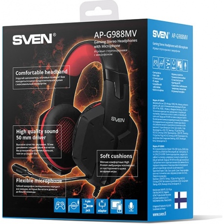 Наушники SVEN AP-G988MV (SV-014797) черный-красный - фото 12