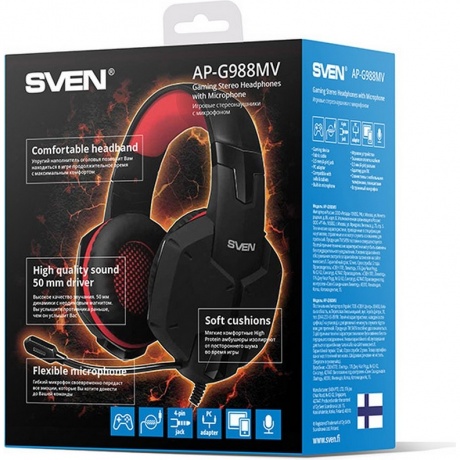 Наушники SVEN AP-G988MV (SV-014797) черный-красный - фото 6