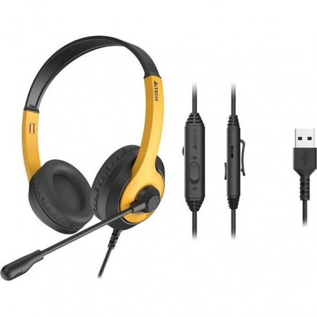 Наушники A4Tech Fstyler FH100U желтый/черный - фото 5
