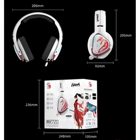 Наушники A4Tech Bloody MR720 белый/красный - фото 10