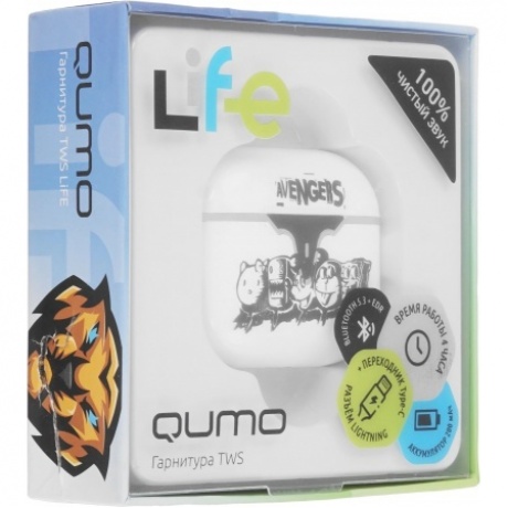 Наушники Qumo TWS LiFE «Avengers» ВТ 0101 White - фото 9