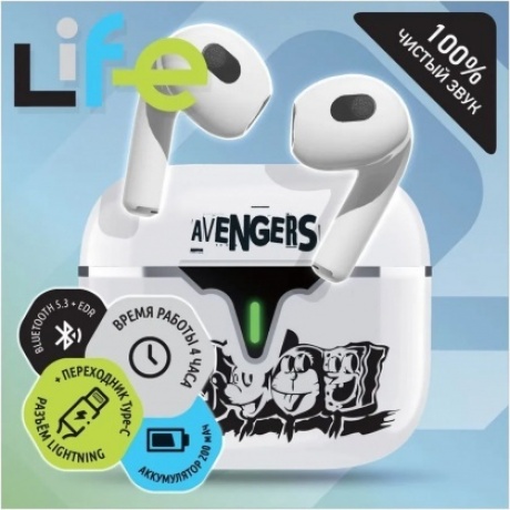 Наушники Qumo TWS LiFE «Avengers» ВТ 0101 White - фото 10