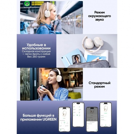 Наушники Ugreen HP203 White (35758) - фото 4