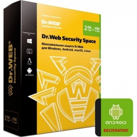 Антивирус Dr.Web Security Space на 2 года на 2 ПК BHW-B-24M-2-A3...