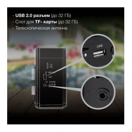 Радиоприемник настольный Hyundai H-SRS104 черный USB SD/microSD - фото 4