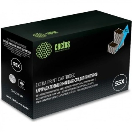 Тонер Картридж Cactus CS-CE255X-MPS черный (15000стр.) для HP LJ...