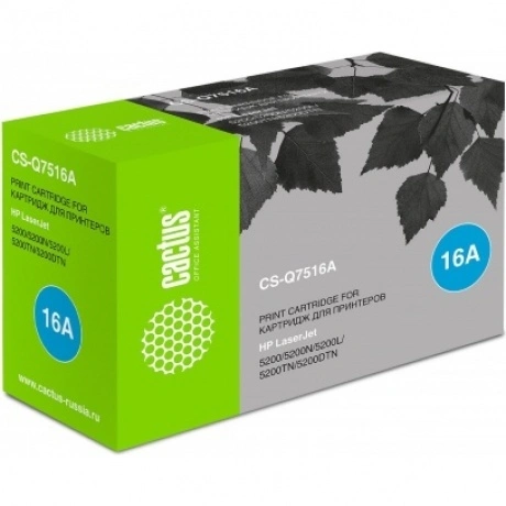 Картридж лазерный Cactus CS-Q7516A черный (12000стр.) для HP LJ ...