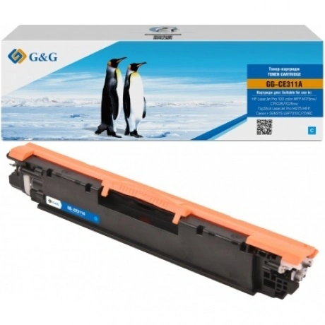 Тонер-картридж G&G HP CE311A/126A/Canon 729 синий 1k с чипом