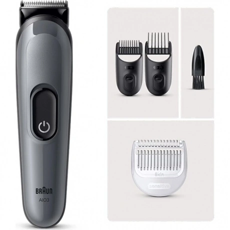 Триммер Braun AIO3500 серый (насадок в компл:3шт)