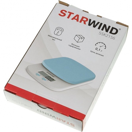 Весы кухонные электронные Starwind SSK2156 макс.вес:2кг голубой - фото 7