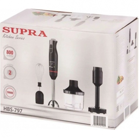 Блендер погружной Supra HBS-797 800Вт черный/красный - фото 6
