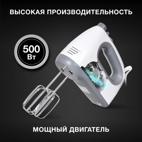 Миксер ручной Hyundai HYM-H4501 500Вт белый/серый - фото 15