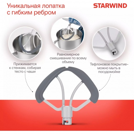Миксер планетарный Starwind SPM4172 1800Вт васильковый - фото 21