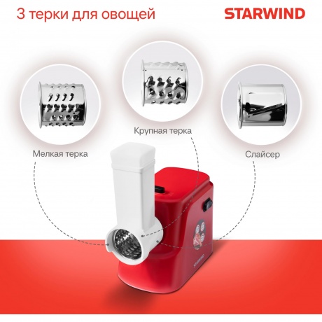 Мясорубка Starwind SMG3225 1500Вт красный - фото 10