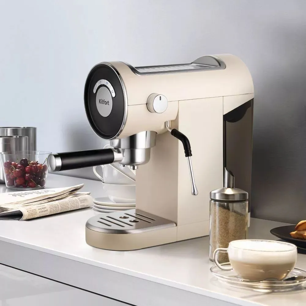 Кофеварка рожковая Kitfort КТ-783-1 бежевая - фото 2