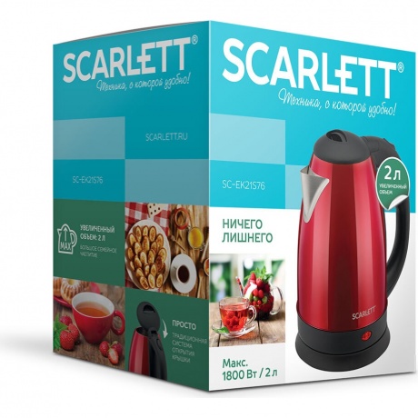 Чайник электрический Scarlett SC-EK21S76 красный - фото 6