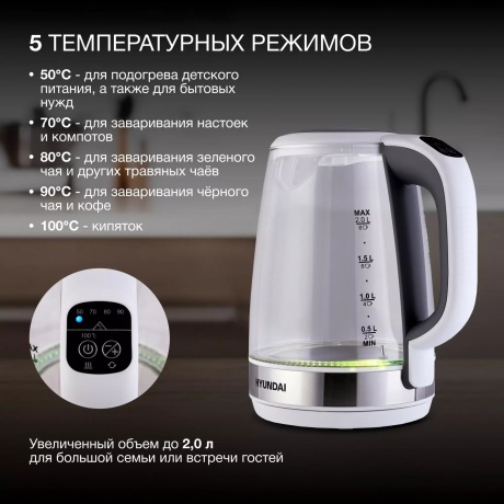 Чайник электрический Hyundai HYK-G8880 - фото 6