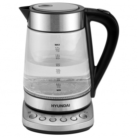Чайник Hyundai HYK-G3026 1.7л. 2200Вт серебристый/черный (стекло/металл/пластик) - фото 3