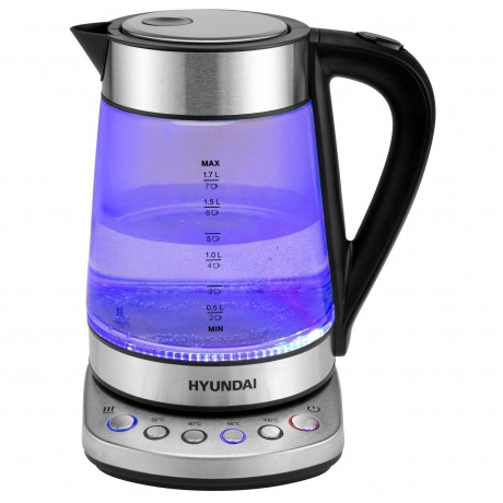 Чайник Hyundai HYK-G3026 1.7л. 2200Вт серебристый/черный (стекло/металл/пластик) - фото 4