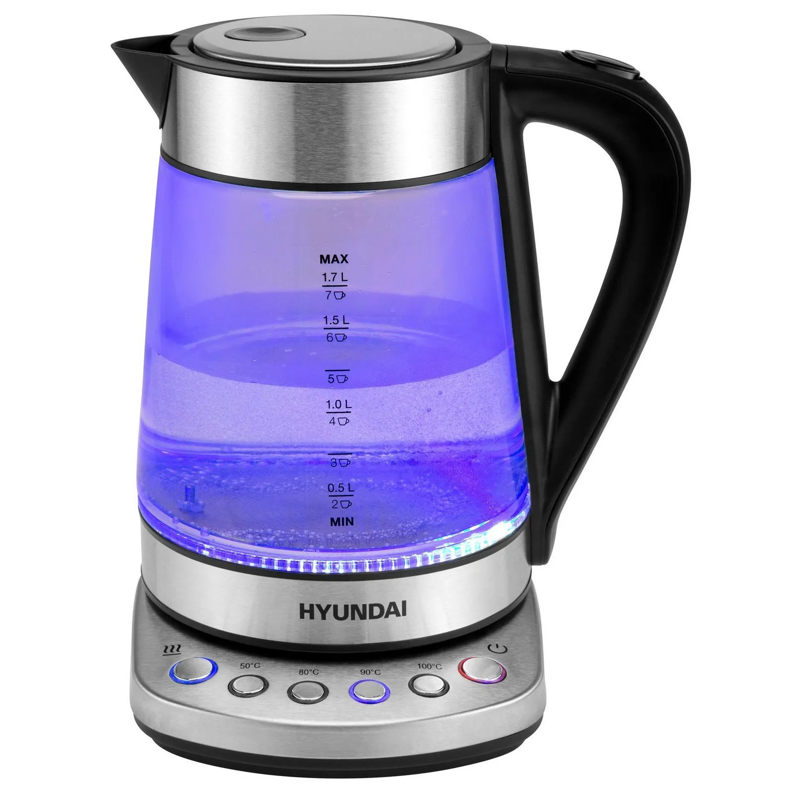 Чайник Hyundai HYK-G3026 1.7л. 2200Вт серебристый/черный (стекло/металл/пластик) - фото 4