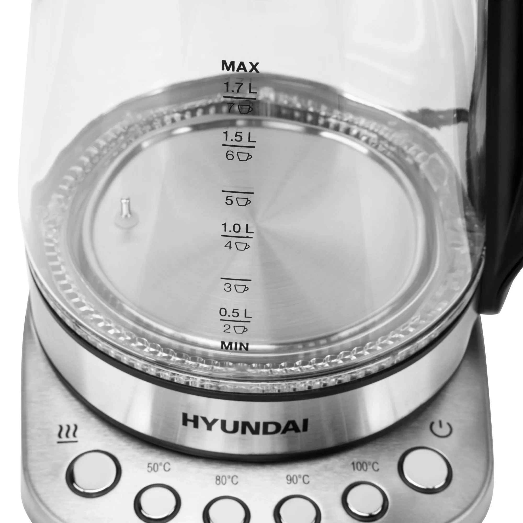 Чайник Hyundai HYK-G3026 1.7л. 2200Вт серебристый/черный (стекло/металл/пластик) - фото 9