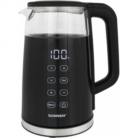 Чайник электрический Sonnen KT-8717, 1,7л, 2200Вт, черный, двойн...