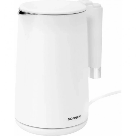 Чайник электрический Sonnen KT-8719W, 1,5л, 2200 Вт, белый, двой...
