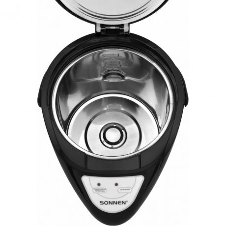 Термопот SONNEN TP-28, 3л, 900 Вт, 1 темп режим, ручной насос, сталь, черный/серебро, 456712 - фото 5