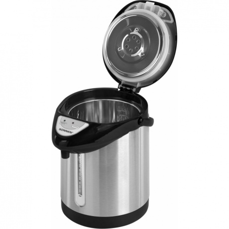 Термопот SONNEN TP-28, 3л, 900 Вт, 1 темп режим, ручной насос, сталь, черный/серебро, 456712 - фото 6