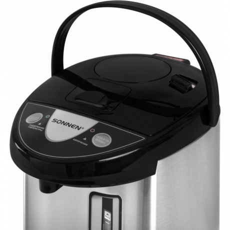 Термопот SONNEN TP-50, 5л, 900 Вт, 1 темп режим, 3 режима подачи воды, сталь, белый/серебр, 456711 - фото 3