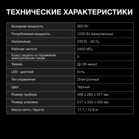 Микроволновая печь Hyundai HYM-D3012 25л. 800Вт черная - фото 22