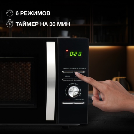 Микроволновая печь Hyundai HYM-D2079 23л. 800Вт черная - фото 10