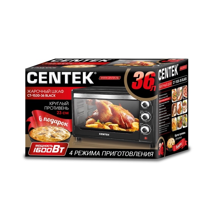 Мини-печь Centek CT-1530-36 черный - фото 2