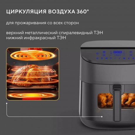 Аэрогриль Hyundai HYF-5457 3000Вт черный - фото 4