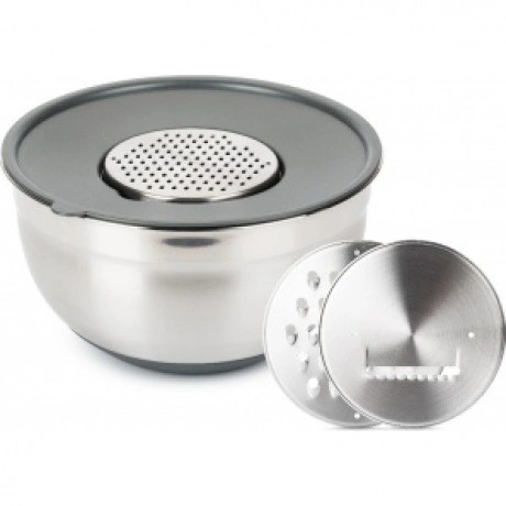 Миска GRATE IT 5л с крышкой 3 терки ATTRIBUTE STEEL ASG005