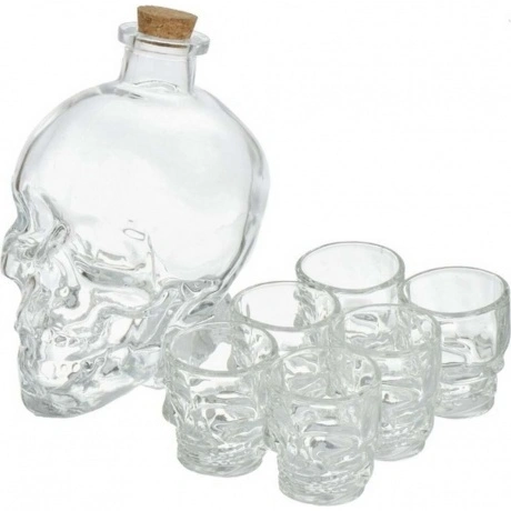 Набор GLASSERIE SKULL 7 предметов (штоф 800мл + стопки 6шт 50мл)
