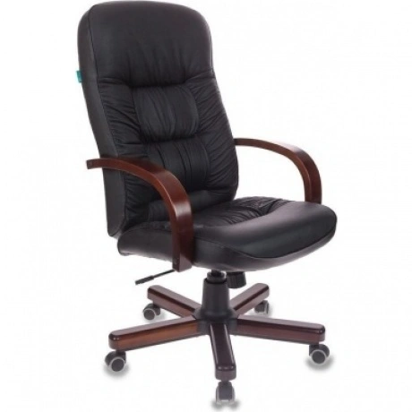 Кресло руководителя Бюрократ T-9908/WALNUT черный кожа крестовин...
