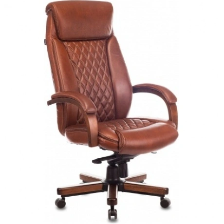 Кресло руководителя Бюрократ T-9924WALNUT светло-коричневый Leat...