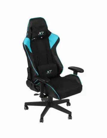 Кресло игровое A4Tech X7 GG-1100 черный/голубой текстиль/эко.кож...